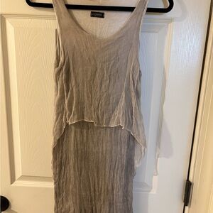 Cosmo Taupe Ombre Sleeveless Silk Mini Dress Medium